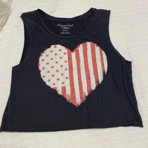 American Eagle outfitters crop top stars and stripes heart size extra small